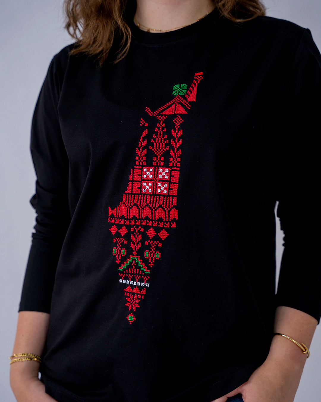Falastin Black Long sleeve  T-Shirt